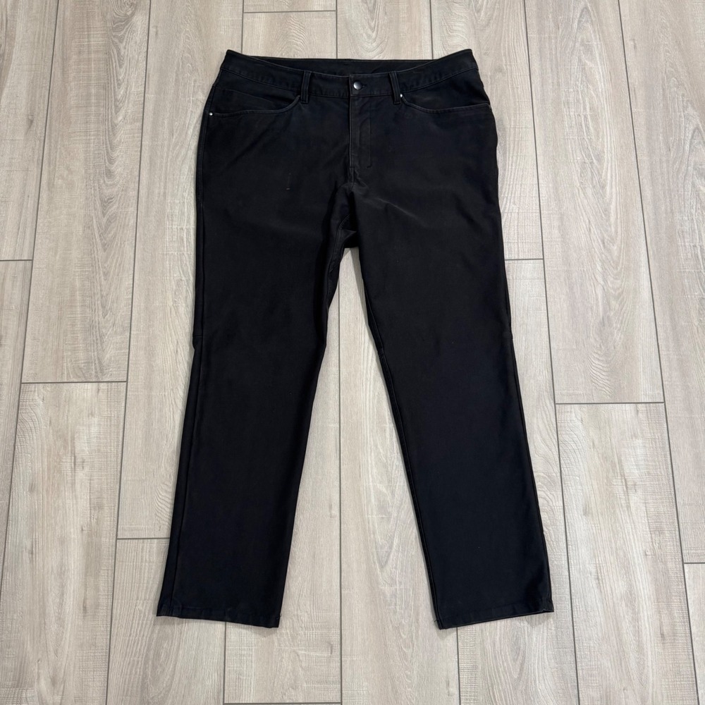 Lululemon ABC Pants Mens 35 Black 5-Pocket Stretch Casual Trousers Cotton Blend